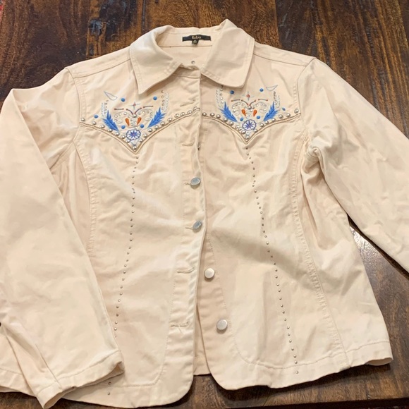 Reba - Cream Color Western Denim Jacket - Size Medium - Picture 7 of 7